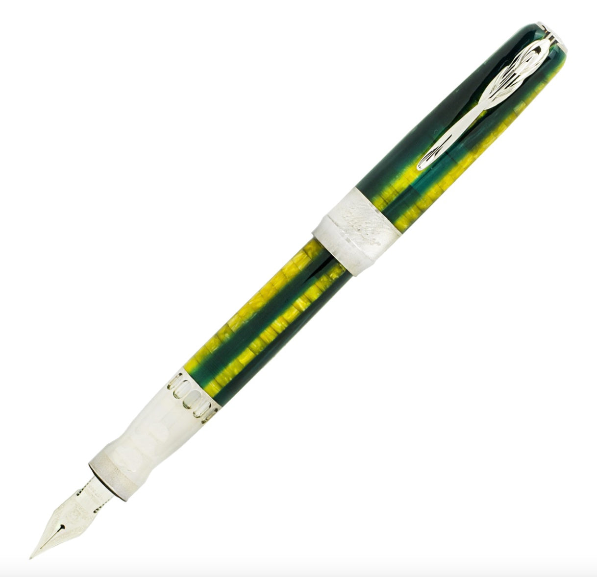 Pineider Arco Fountain Pen - Bysantium Trimpalladium Lemon & Grass