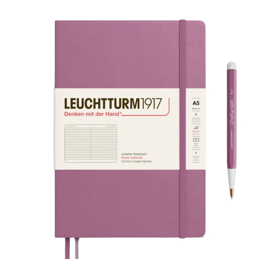 Leuchtturm1917 A5 Medium Hardcover Ruled Notebook - Dusty Rose