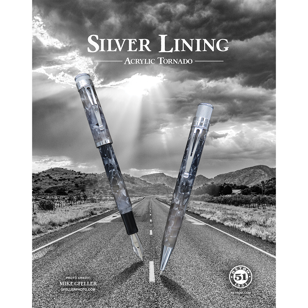 Retro 51 Tornado Fountain Pen - Silver Lining (Acrylic)