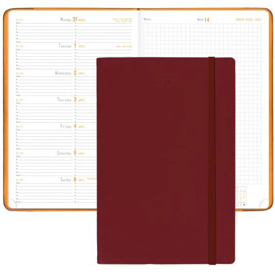 Rhodia 2025 Weekly Planner with Notes - Burgundy