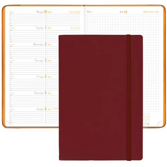 Rhodia 2025 Weekly Planner with Notes - Burgundy