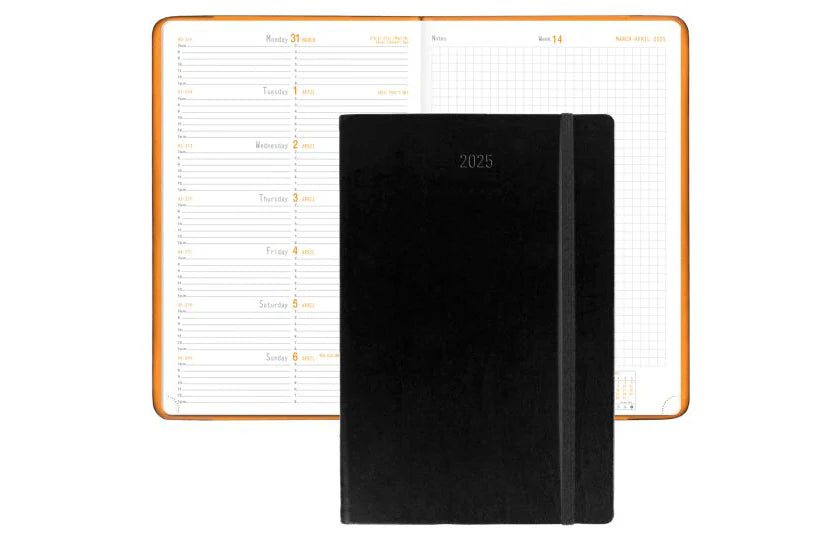 Rhodia 2025 Weekly Planner with Notes - Black