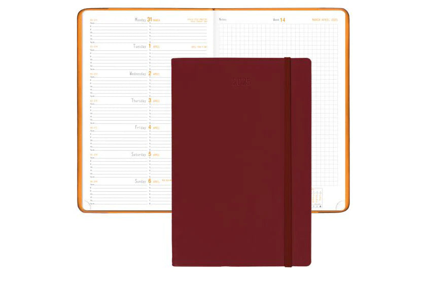 Rhodia 2025 Weekly Planner with Notes - Burgundy