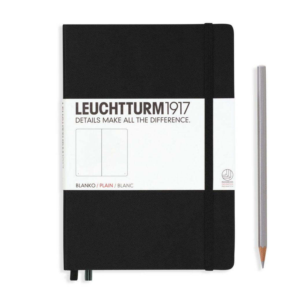 Leuchtturm1917 A5 Medium Hardcover Plain Notebook - Black