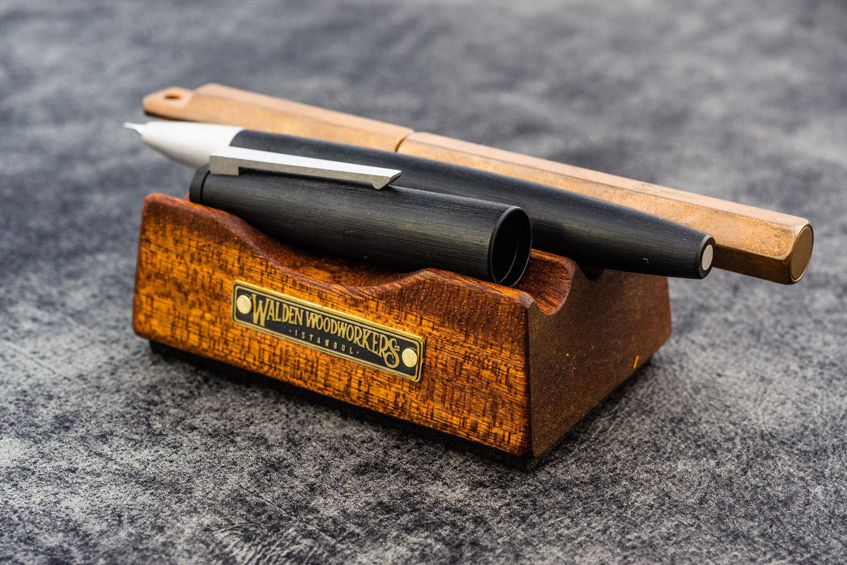 Mahogany Wood Desk Organizer & Pen Holder - Galen Leather