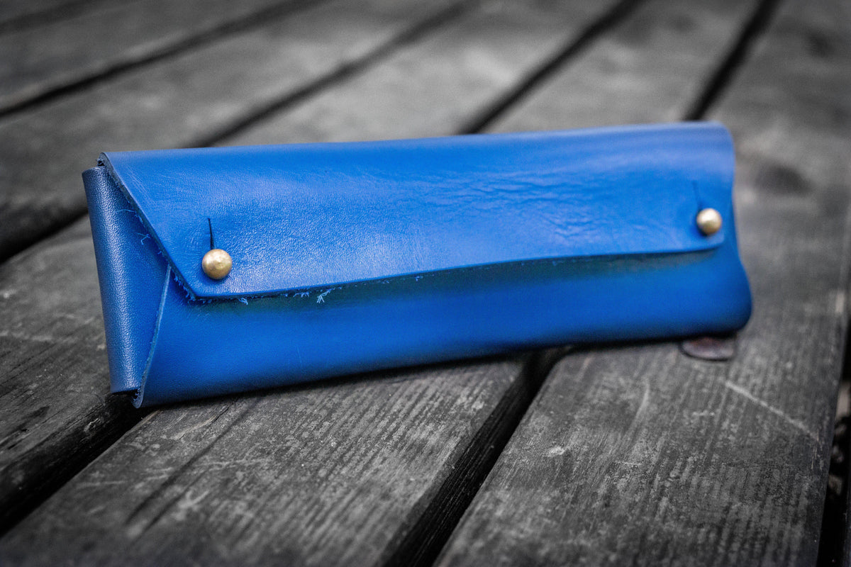 Galen Leather Co. The Student Leather Pencil Case - Blue