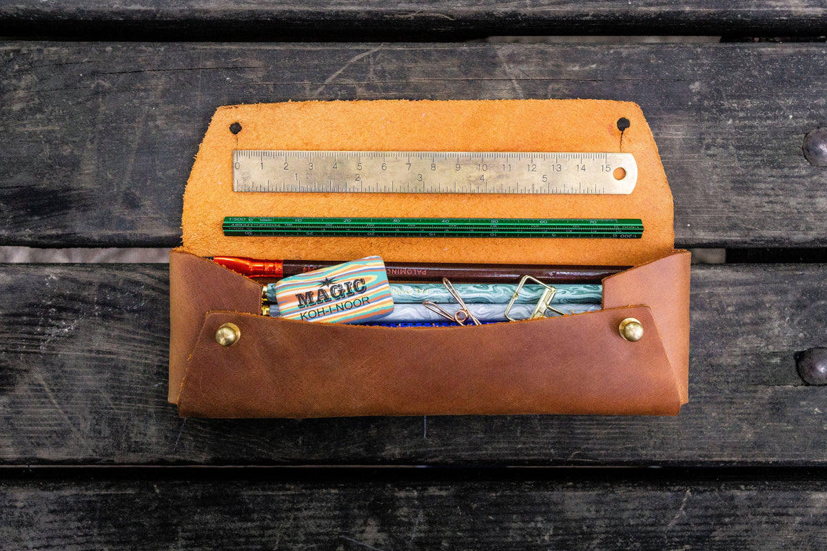 Galen Leather The Student Pencil Case - Crazy Horse Tan