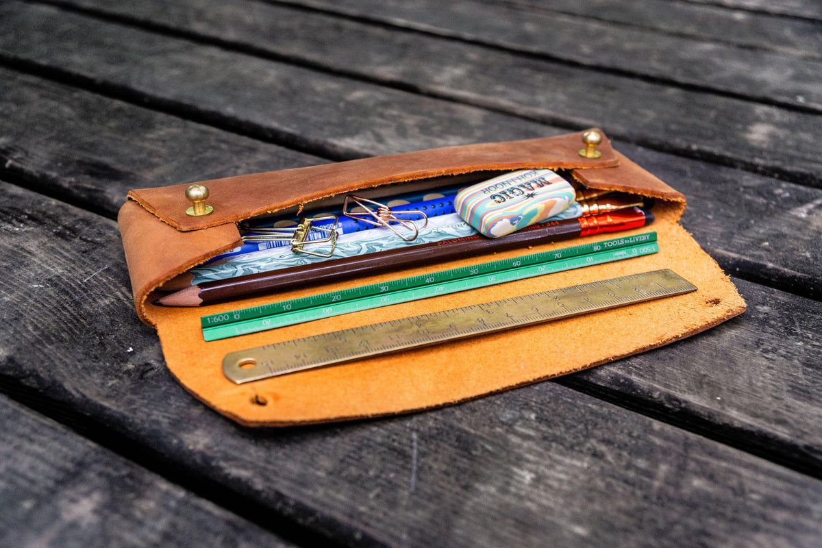 Galen Leather The Student Pencil Case - Crazy Horse Tan