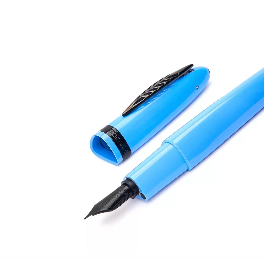 Pineider Modern Times Fountain Pen - France Racing Blue with Black Trim