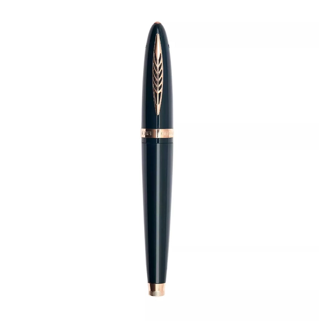 Pineider Modern Times Fountain Pen - British Racing Green with Rose Gold Trim