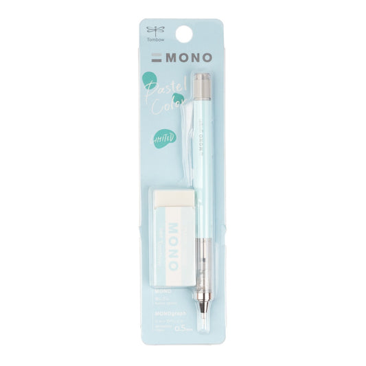 Mono Graph Mechanical Pencil .5mm + Eraser Set - Ice Blue