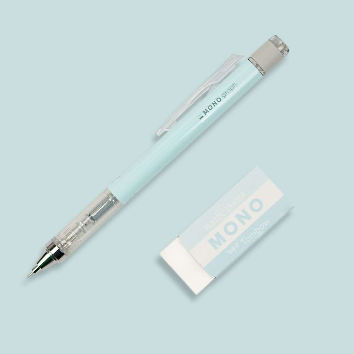 Mono Graph Mechanical Pencil .5mm + Eraser Set - Ice Blue