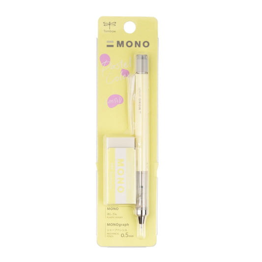 Mono Graph Mechanical Pencil .5mm + Eraser Set - Cream Yellow