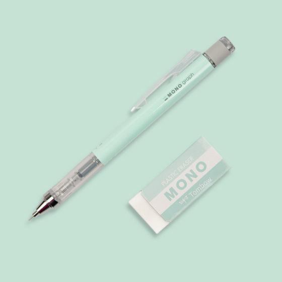 Mono Graph Mechanical Pencil .5mm + Eraser Set - Mint Green