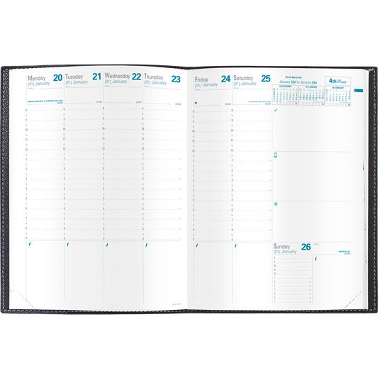 Quo Vadis 2025 Trinote Vertical Weekly Planner with Notes - Texas Bamboo