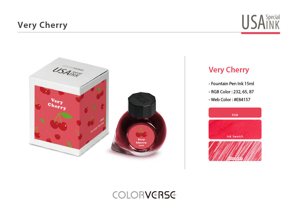 Colorverse Very Cherry (15ml) Bottled Ink (USA Special Series, Michigan)