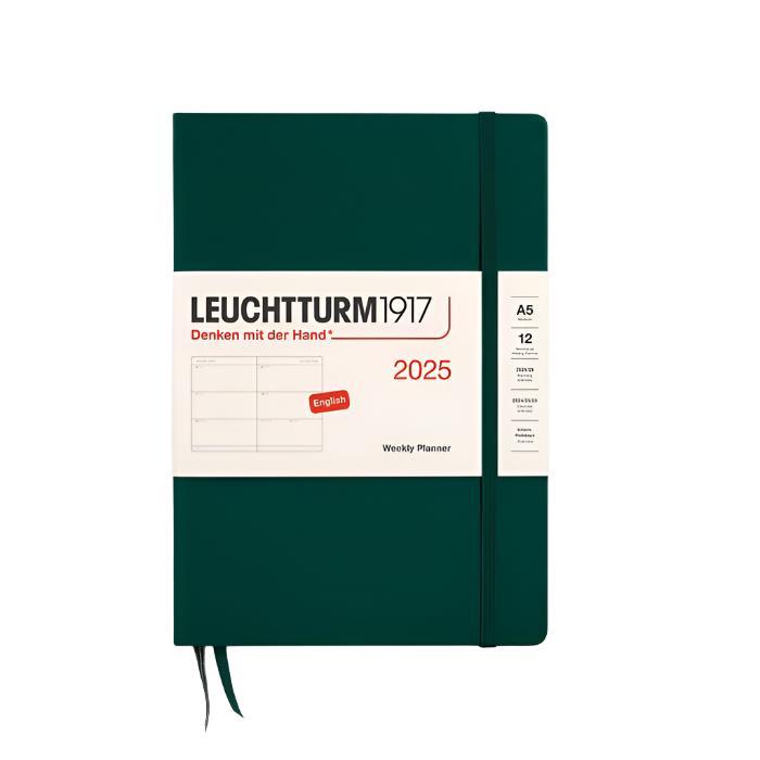 Leuchtturm1917 2025 A5 Hardcover Weekly Planner - Forest Green