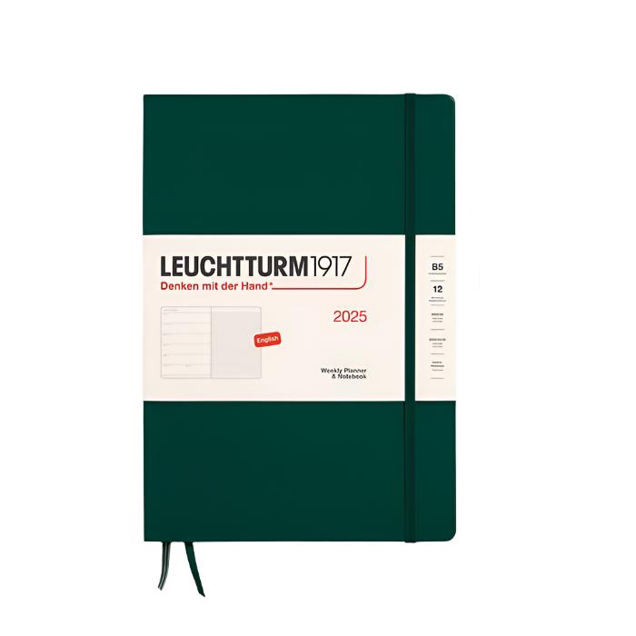 Leuchtturm1917 2025 B5 Hardcover Week Planner Composition - Forest Green