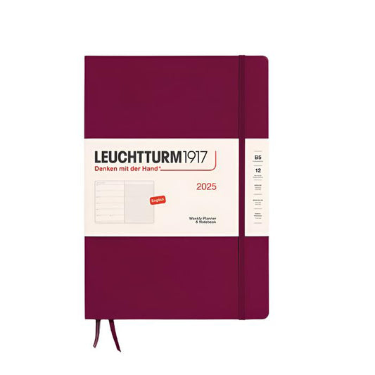 Leuchtturm1917 2025 B5 Hardcover Week Planner Composition - Port Red