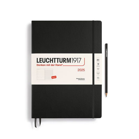 Leuchtturm1917 2025 Master A4+ Weekly Planner and Notebook with Extra Booklet - Black