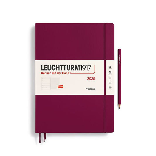 Leuchtturm1917 2025 Master A4+ Weekly Planner and Notebook with Extra Booklet - Port Red