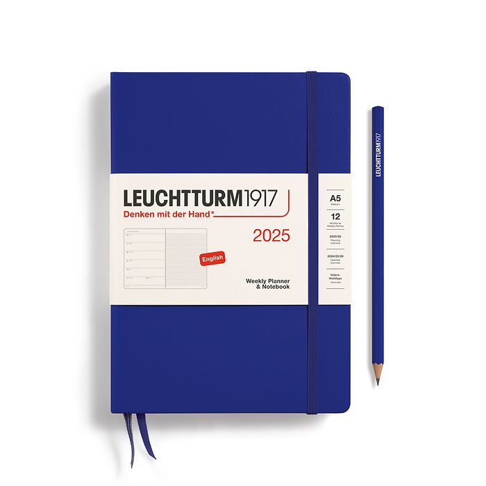 Leuchtturm1917 2025 A5 Weekly Planner and Notebook - Ink