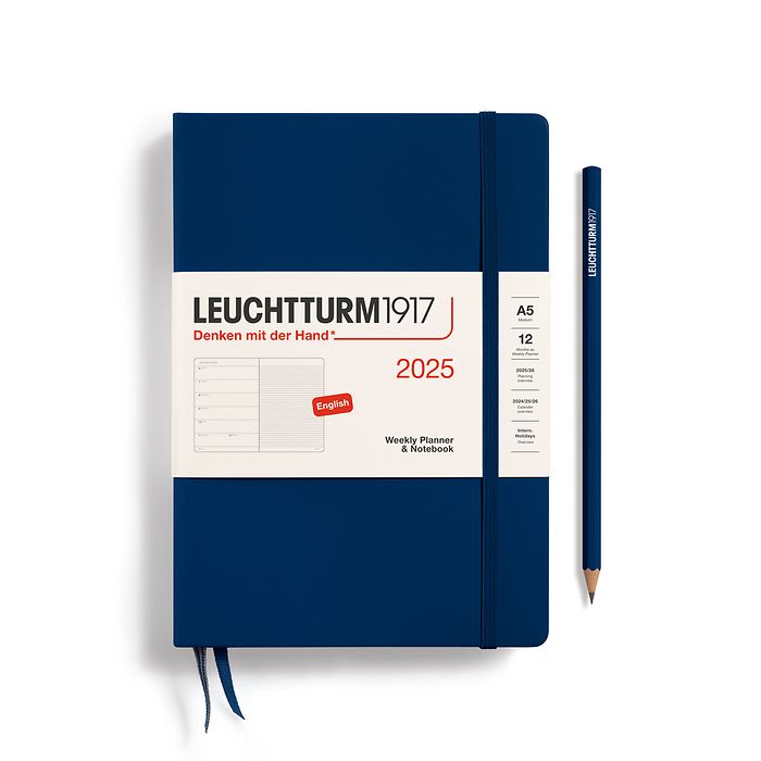 Leuchtturm1917 2025 A5 Weekly Planner and Notebook - Navy