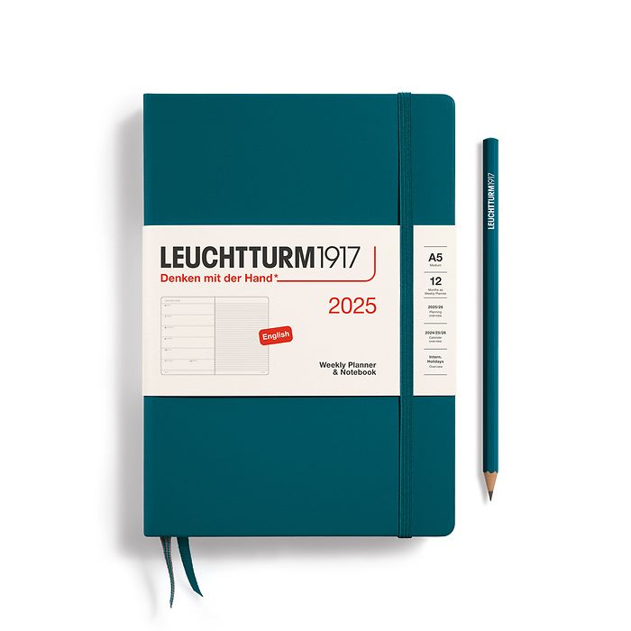 Leuchtturm1917 2025 A5 Weekly Planner and Notebook - Pacific Green