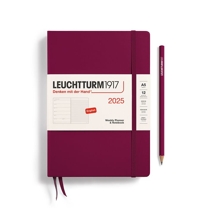 Leuchtturm1917 2025 A5 Weekly Planner and Notebook - Port Red