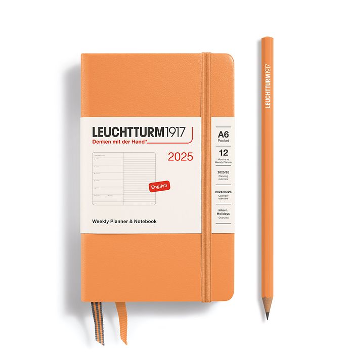 Leuchtturm1917 2025 A6 Pocket Weekly Planner and Notebook - Apricot