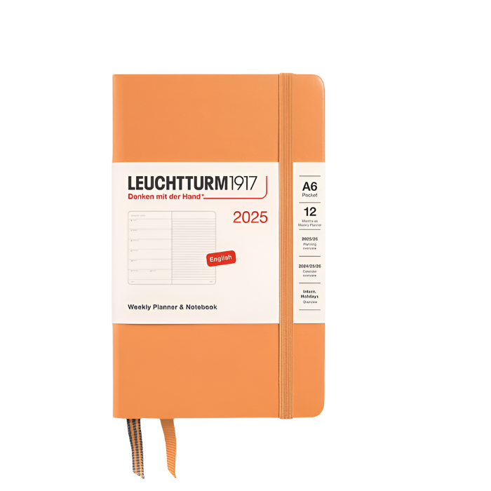 Leuchtturm1917 2025 A6 Pocket Weekly Planner and Notebook - Apricot