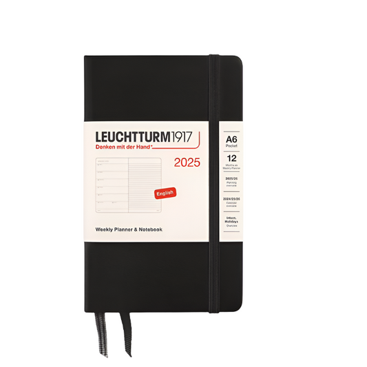 Leuchtturm1917 2025 A6 Pocket Weekly Planner and Notebook - Black