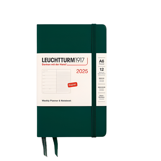 Leuchtturm1917 2025 A6 Pocket Weekly Planner and Notebook - Forest Green