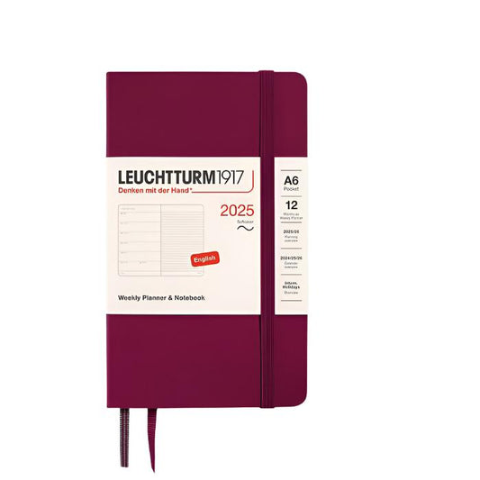 Leuchtturm1917 2025 A6 Pocket Softcover Weekly Planner and Notebook - Port Red