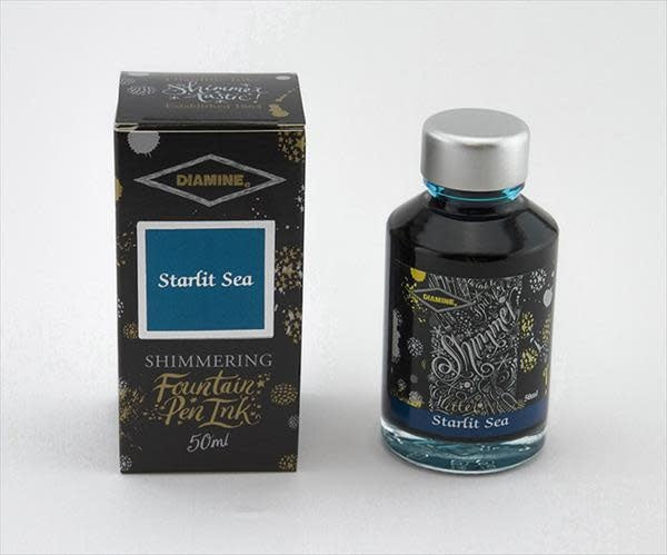 Diamine Starlit Sea (50ml) Bottled Ink (Shimmering Silver)