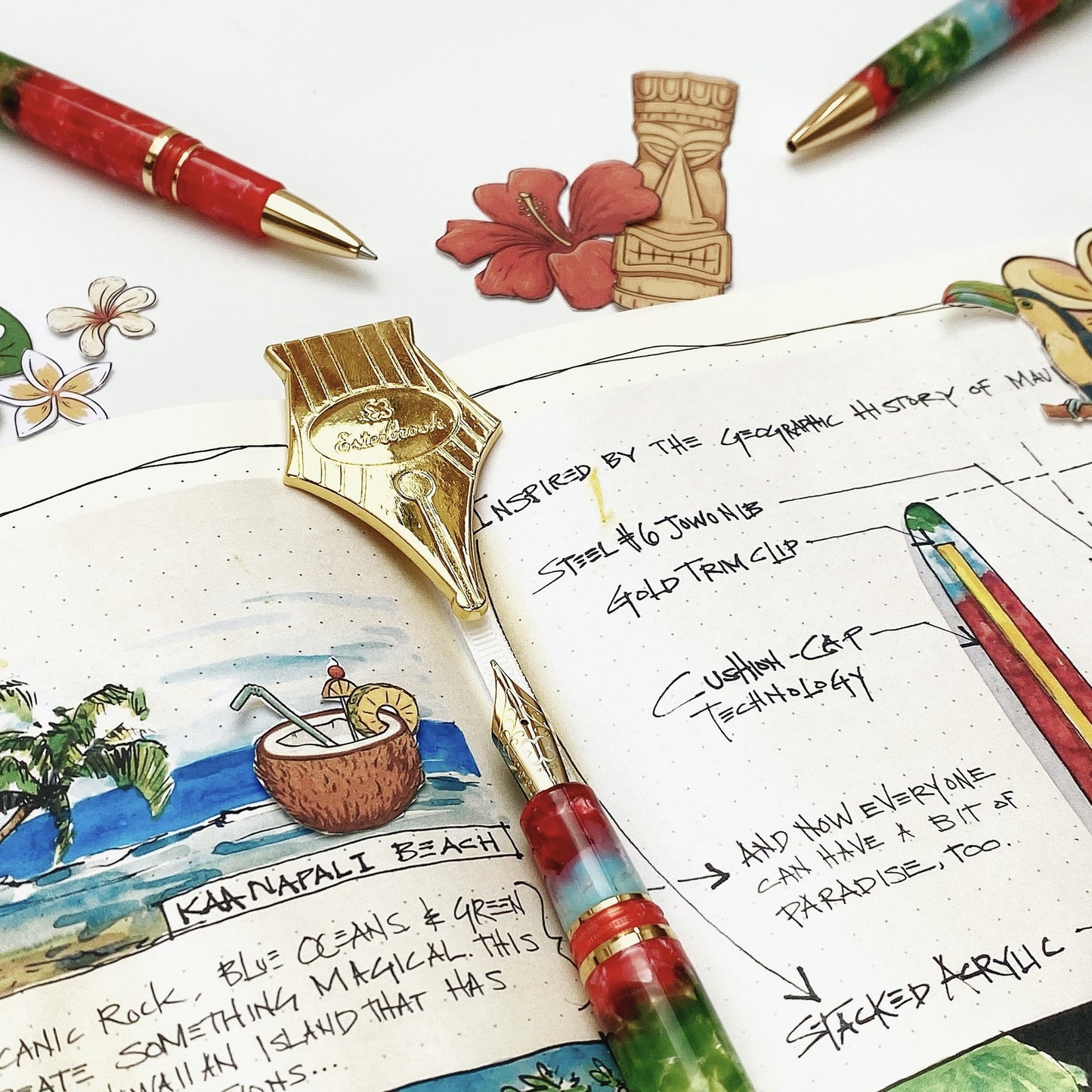 Esterbrook Estie Oversized Fountain Pen - Maui with Gold Trim (Limited Edition)