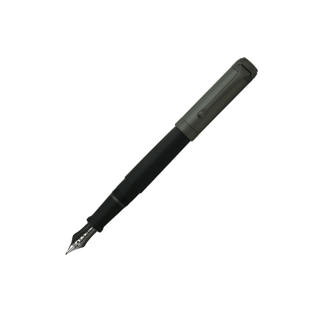 Aurora Talentum Fountain Pen - Black OPS With Ruthenium Metal Cap