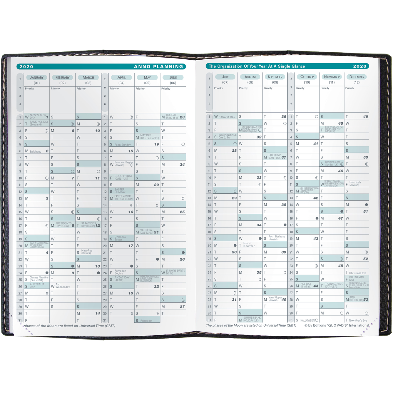 Quo Vadis 2025 Business #04 Vertical Weekly Planner - Texas Blue