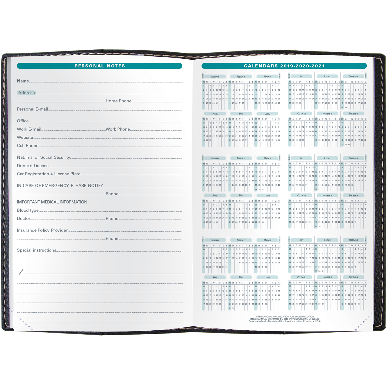 Quo Vadis 2025 Business #04 Vertical Weekly Planner - Texas Blue