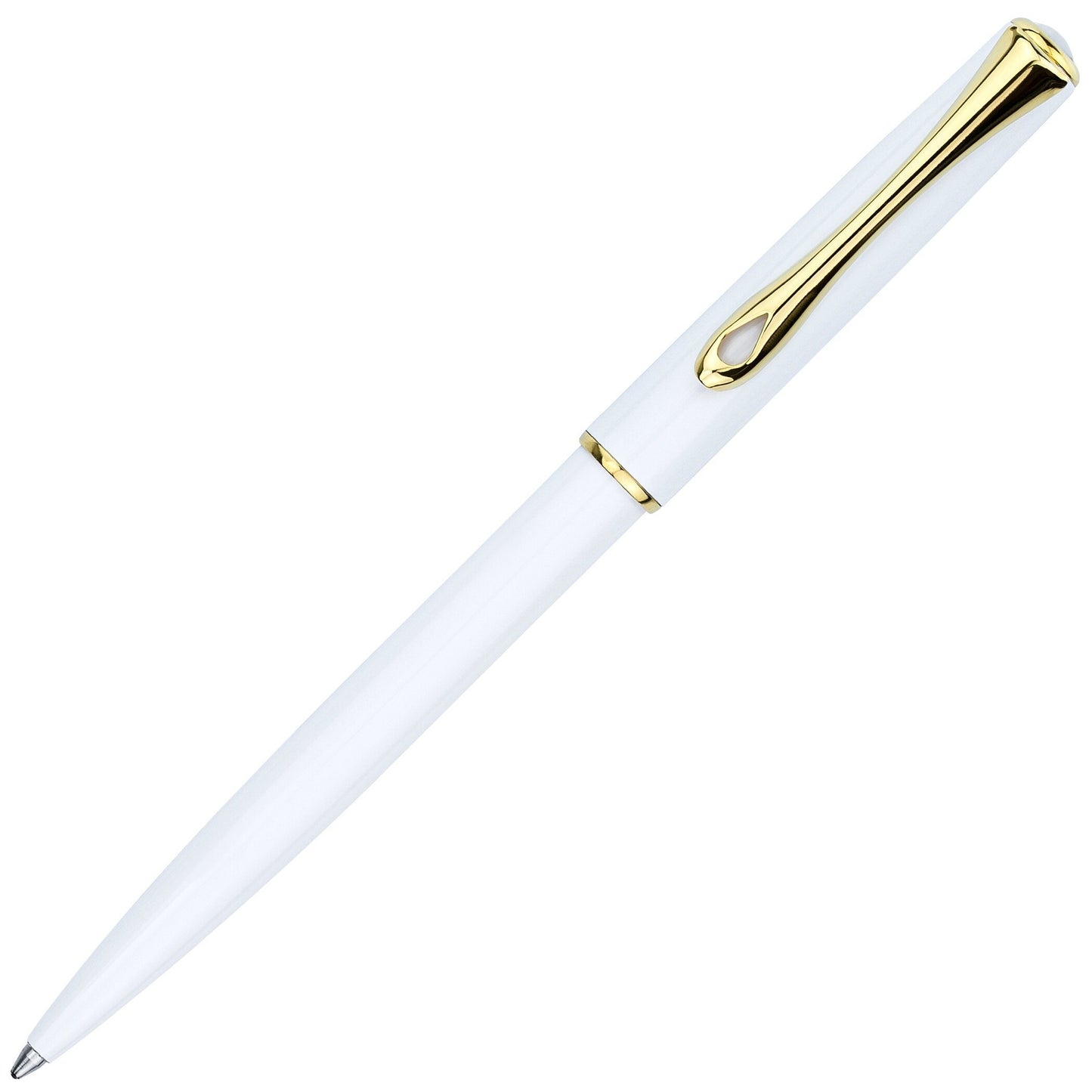 Diplomat Traveller Ballpoint - Snowwhite with Gold Trim