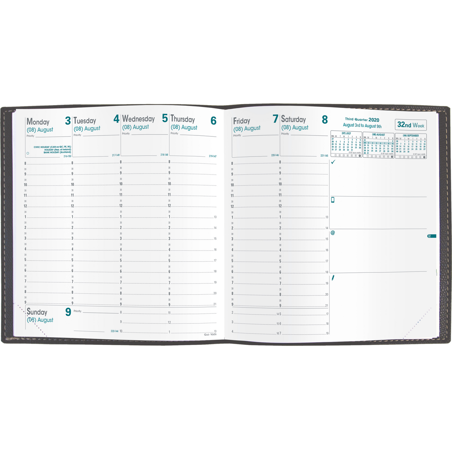 Quo Vadis 2025 Executive #14 Vertical Weekly Planner - Texas Violet