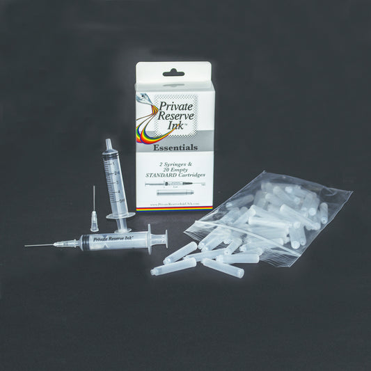 Private Reserve Ink Essentials - Kit 1: Empty Standard Ink Cartridges (20ea) + 5ml Syringe with 16g Needle (2 ea)