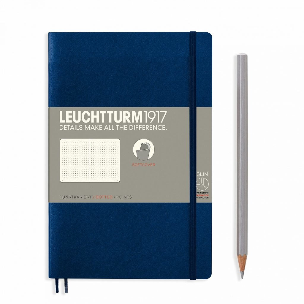 Leuchtturm1917 B6+ Paperback Softcover Dotted Notebook - Navy