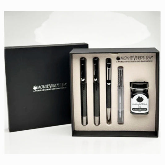 Monteverde Ritma Carbon Fiber 5 Piece Set (3 Pens plus Bottled Ink/Refill) - Special Edition