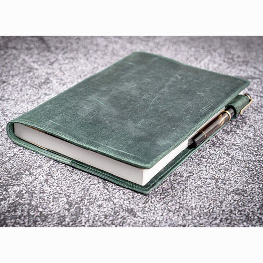 Galen Leather Slim B6 Notebook/Planner Cover - Crazy Horse Forest Green