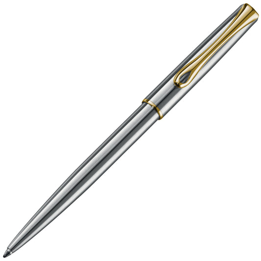 Diplomat Traveller Ballpoint - Stainless Steel with Gold Trim