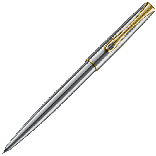 Diplomat Traveller 0.5mm Mechanical Pencil - Stainless Steel with Gold Trim