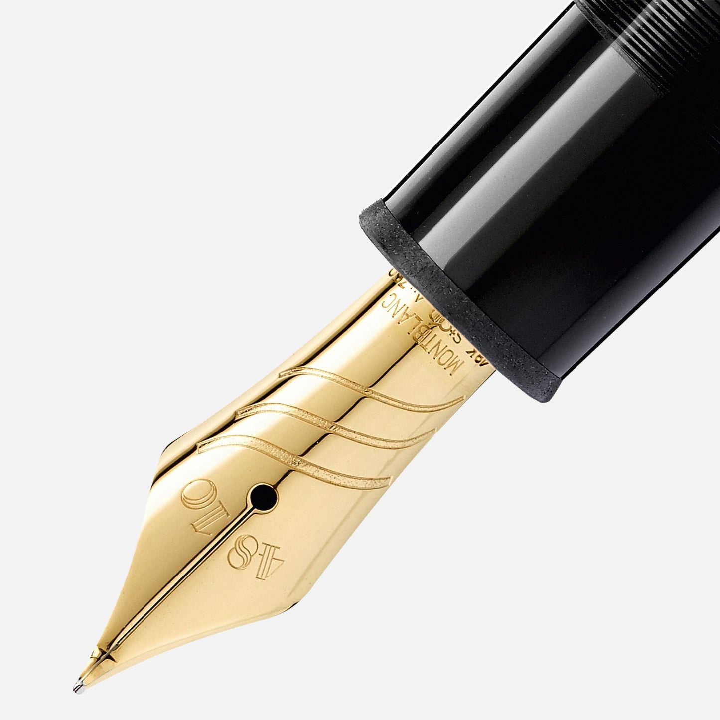 Montblanc 149 Calligraphy Curved Nib Fountain Pen - Black with Gold Trim (Meisterstück)